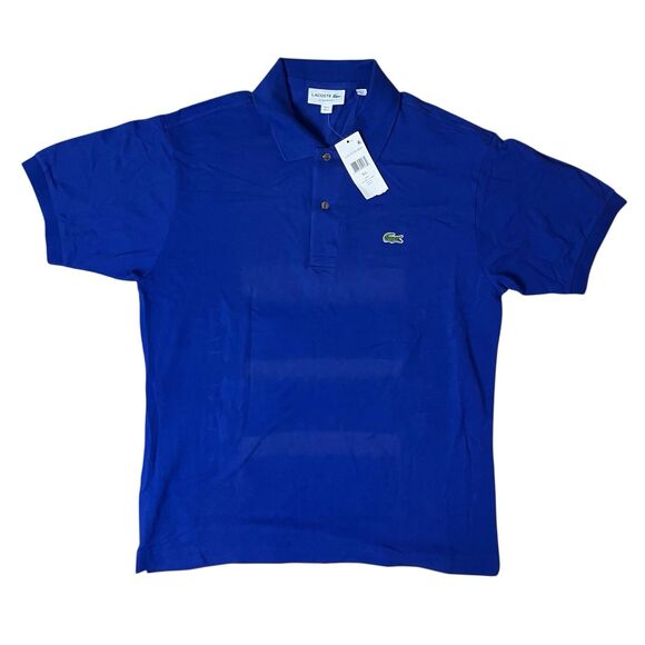 Lacoste Polo Shirt Mens Large Blue Cotton Short Sleeve Logo DIY Repair Flawed - Picture 3 of 11